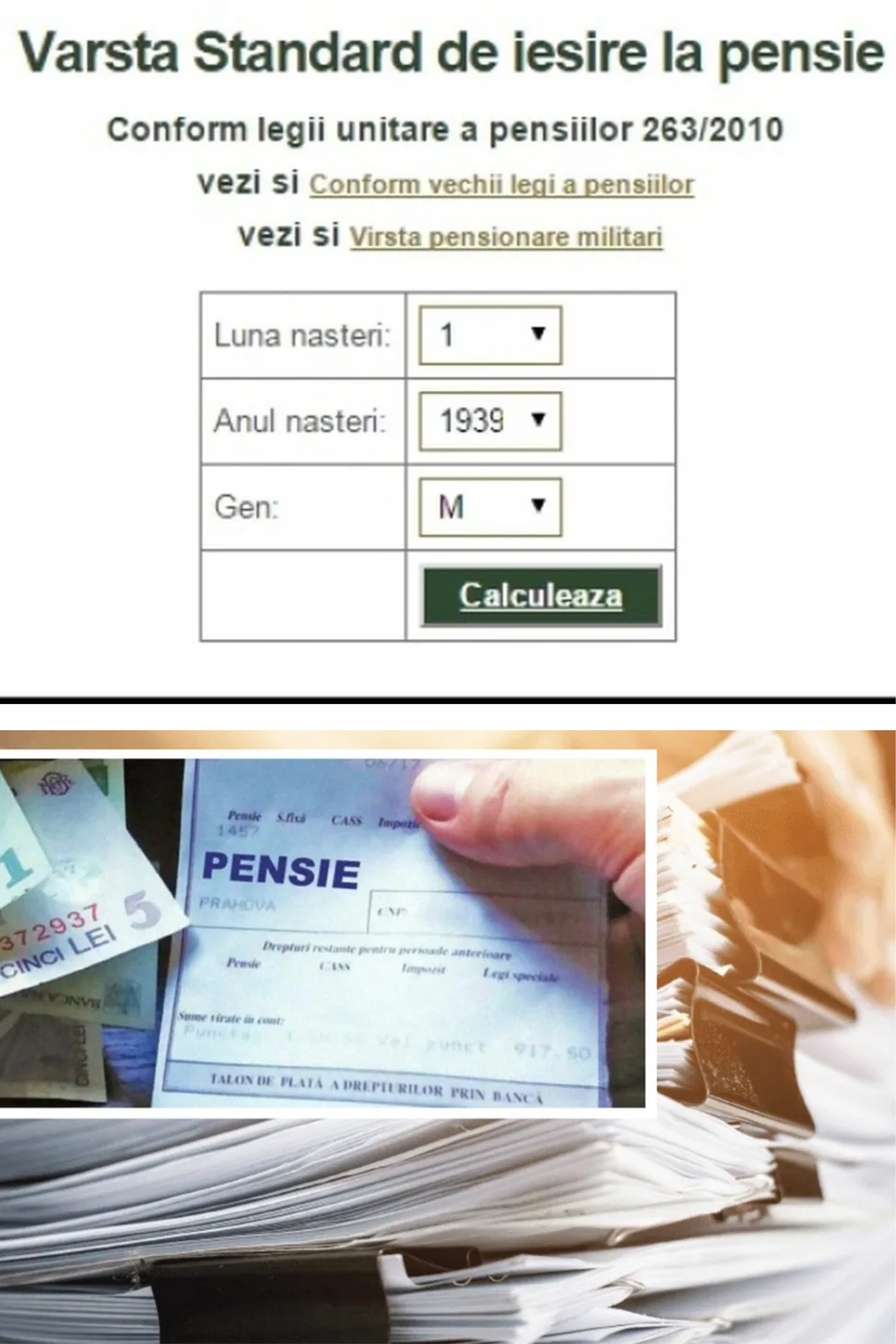Simulator varsta de pensionare
