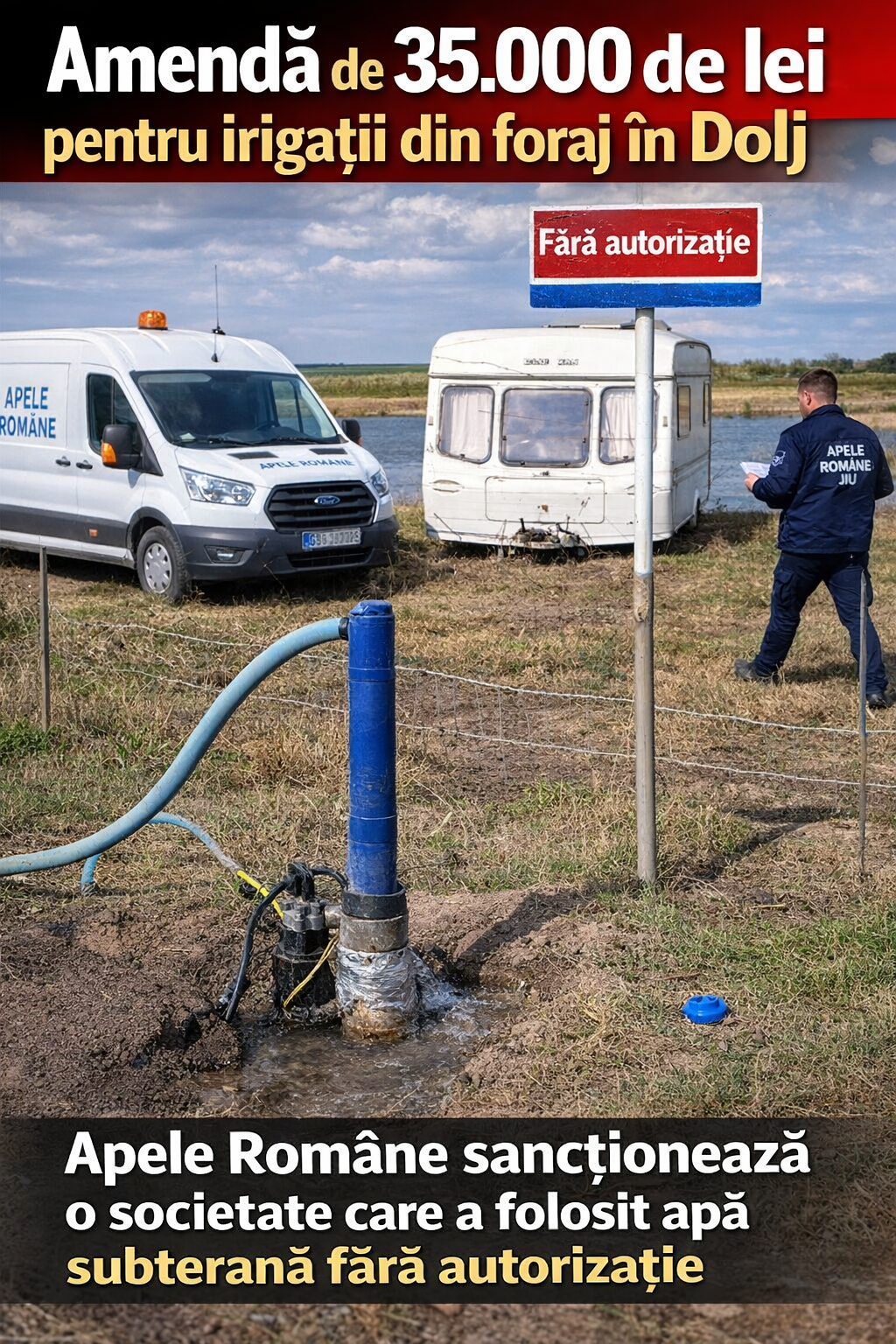 Amendă de 35.000 de lei pentru irigații din foraj