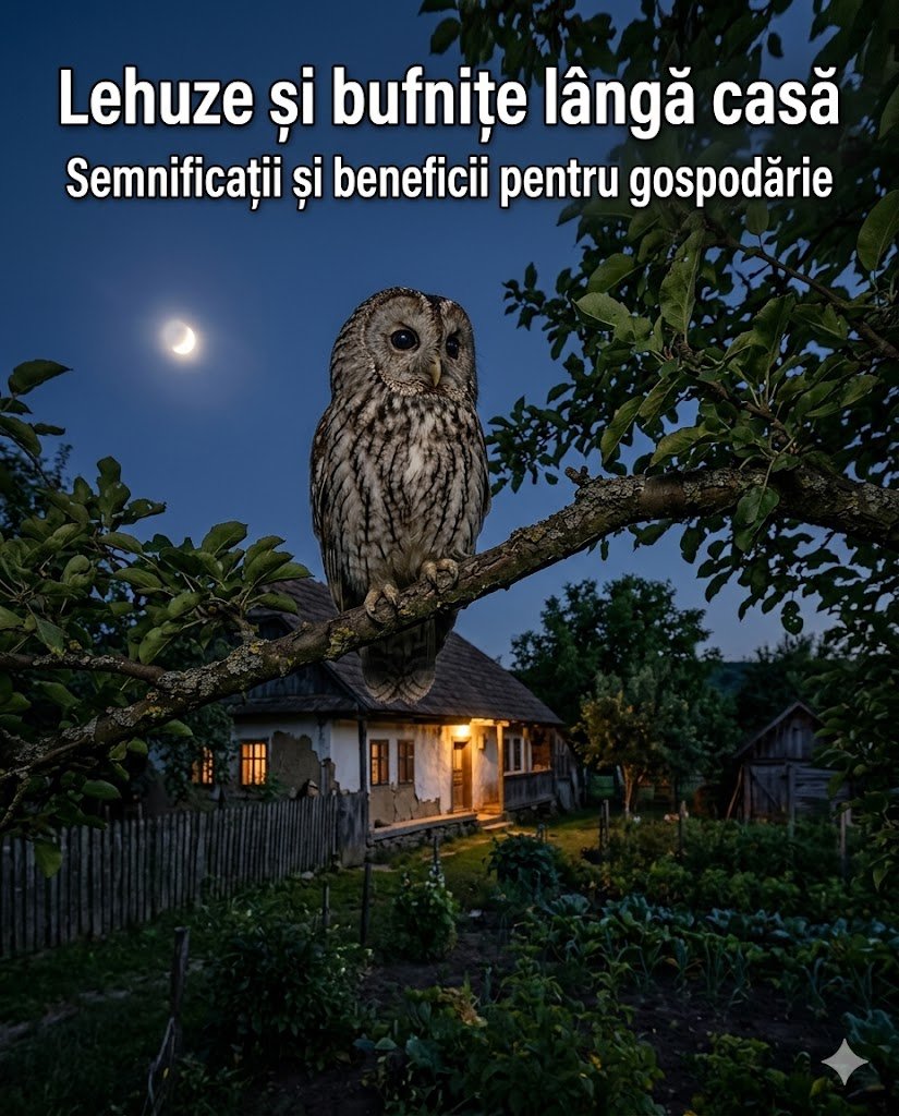 Lehuze și bufnițe lângă casă