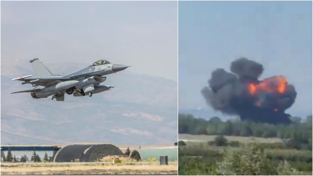 F-16 turcesc prăbușit în Yalova. Pilotul s-a catapultat