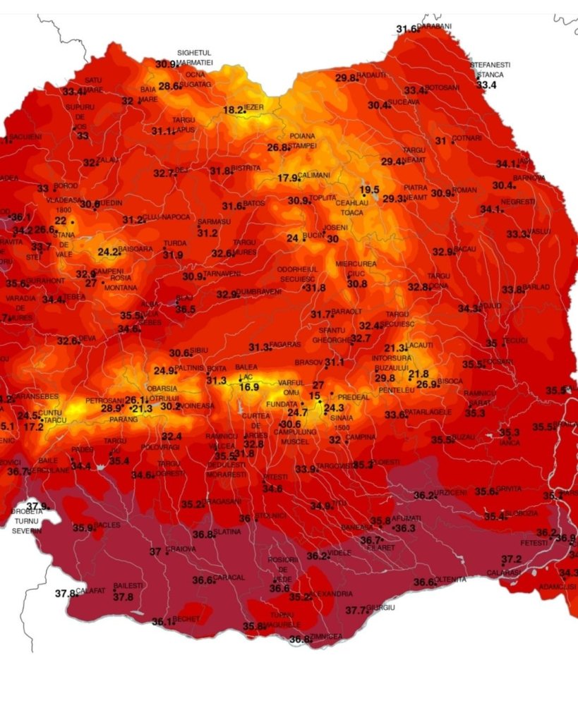 Cod portocaliu de caniculă pe 20 august. 39 de grade în vest