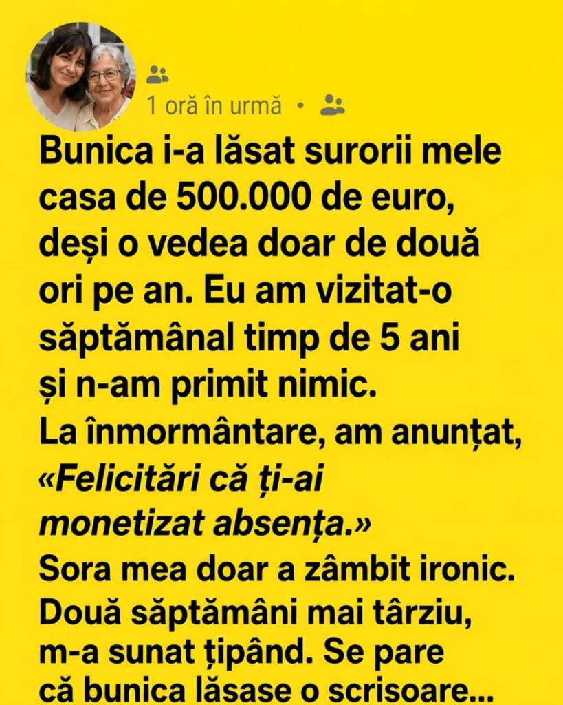 Andreea a moștenit casa de 500.000 euro. Scrisoarea bunicii a schimbat tot