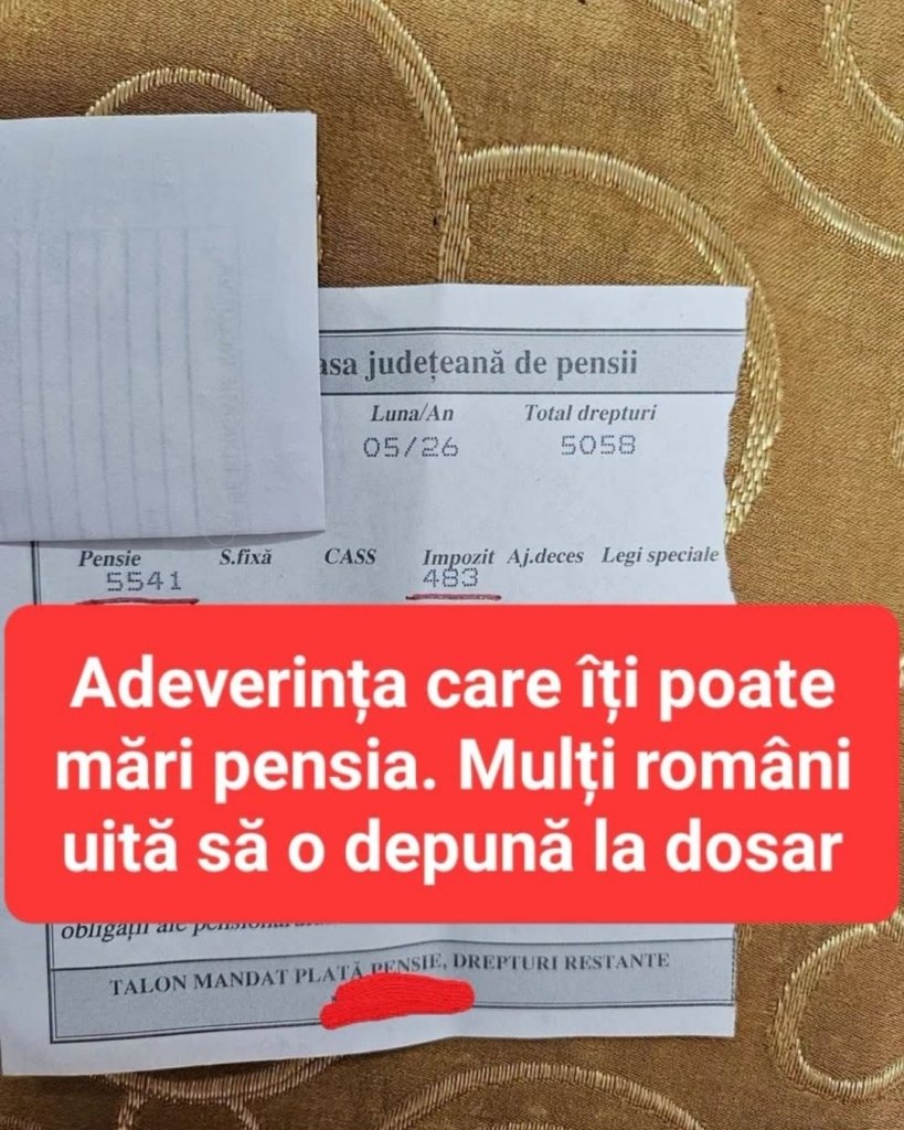 Adeverința ignorată care poate mări pensia. Ce trebuie să știi