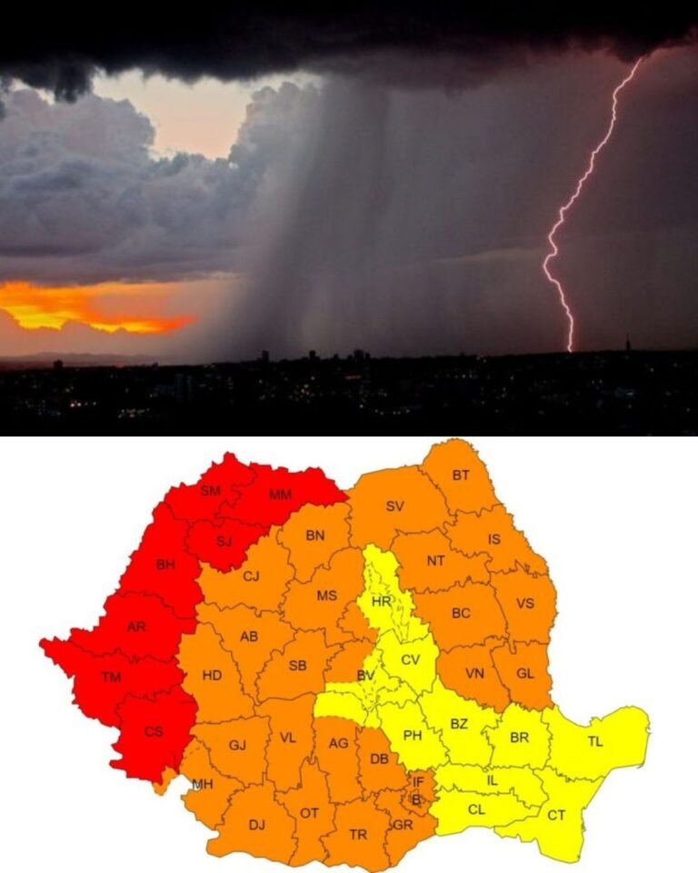 ANM a emis o avertizare de ploi torențiale și furtuni