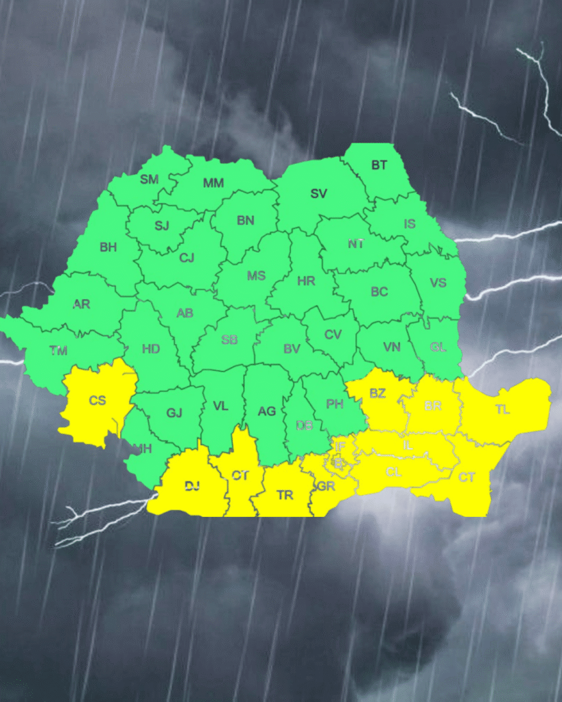 ANM anunță cod galben de vânt în Oltenia și Moldova. Temperaturi în scădere luni